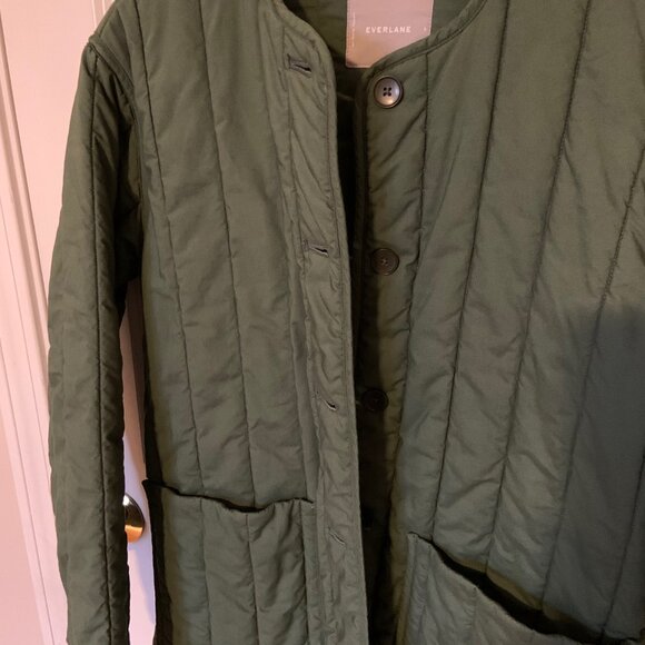 Everlane Cotton Quilted Jacket Green Small - Picture 3 of 4
